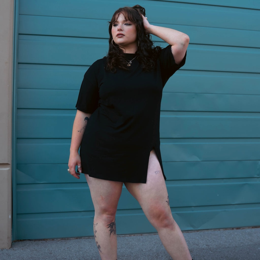 Chic™ Slit T-Shirt Dress with Shorts – Rovena